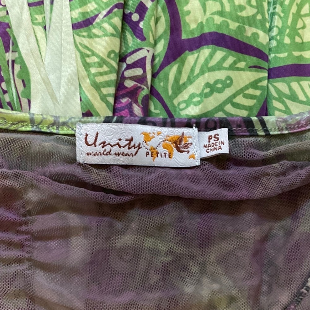 Unity World Wear Paisley Beaded Liquid Dress Womens PS Green Purple Fairy - Picture 8 of 11